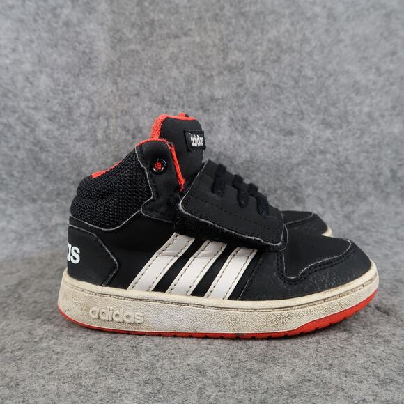 Adidas Shoes Toddler 8K Sneakers Mid Casual Hook N Loop Easy On Kids Black Red - Picture 1 of 14